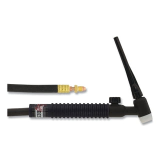 Tocha TIG 17V, refrigerada a ar, 150 A, cabeçote rígido com válvula, 1 peça, cabo de 7,62 m (25 pés), revestimento de borracha.