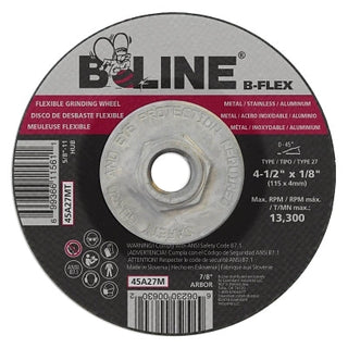 Flexible Depressed Center Wheel, 4-1/2 in dia, 1/8 in Thick, 5/8 in-11 Arbor, 46 Grit, Aluminum Oxide